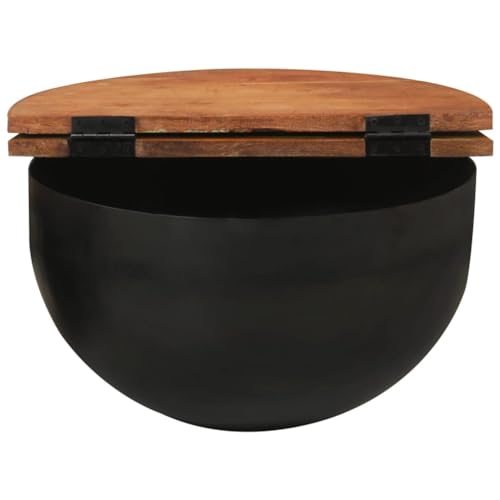Table Basse en Bois de Récupération Massif et Piètement Métal - 5