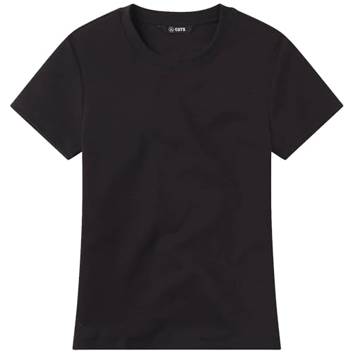 Cuts Clothing Women's Premium Tomboy Casual Short Sleeve T-Shirt | Slim-Fit  & Mid-Length | PYCA Pro Soft Fabric | Black, X-Small at Amazon Women's  Clothing store