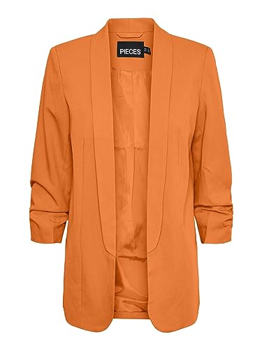 PIECES Damen Pcboss Noos 3/4 Blazer, Persimmon Orange,M