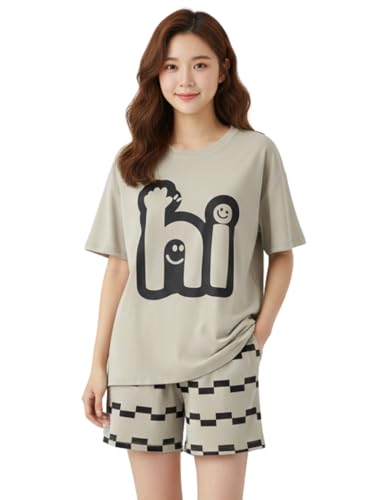 Image of Celary Korean Women's Pyjama Set|Cute Printed T-Shirt & Shorts Set|Soft Cotton Blend Women Night Suit Sleepwear| Shorts Set for Women