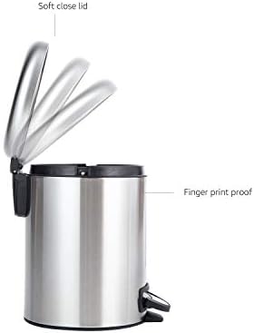Amazon Basics Stainless Steel Dustbin with Manual Foot Lever - Round, 5L
