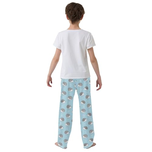 ZZXXB Hedeghog Flower Boys Long Pants Soft Trousers Elastic Waist Kids Lounge Bottoms with Pockets S-XL3