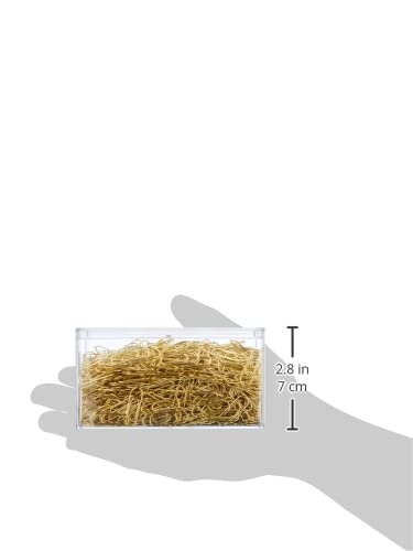 Wedo 9101500 Büroklammer (aus Metall, 26 mm, in Klarsichtdose) 1500 Stück, messingfarbig