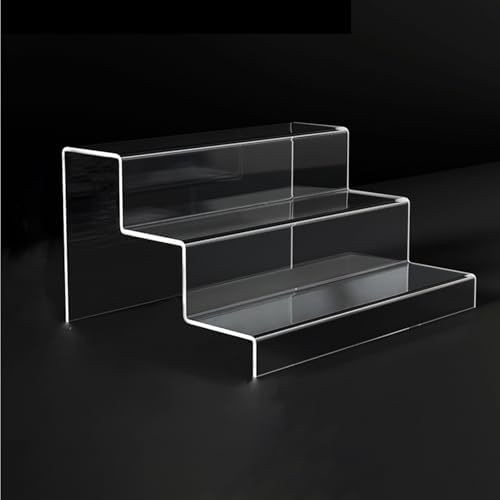 Clear Acrylic Display Shelves - Trapezoidal Risers for Dolls, Shoes, Perfumes, Cosmetics & Desserts - 30x25.5x15.5cm (11.8x10x6.1in) image 2