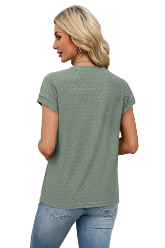 Image of Alaroo Womens Summer Tops Short Sleeve Shirts Crew Neck Tshirt Cute Trendy Tunic Blouses (S-3XL)