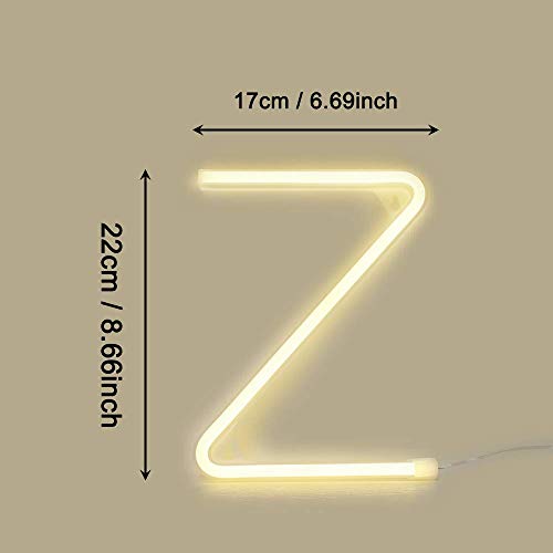 Image of ENUOLI Warm White Neon Letter Lights Light up Words Sign Alphabet Neon (Z) | Art Lights Best Wall Decor for Wedding Birthday Party Christmas Home Bar Club Baby Room Living Room Decoration