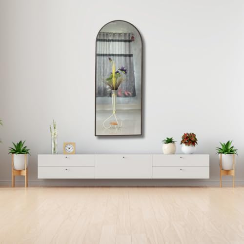 Image of Quality Glass Modern Elegance Semi Circle Wall-Mounted Mirror Metal Framed Wall Mirror Bathroom Mirror Living Room Mirror Home Decor Mirror 24 x 60 Inches Color Antique Gold MF 89