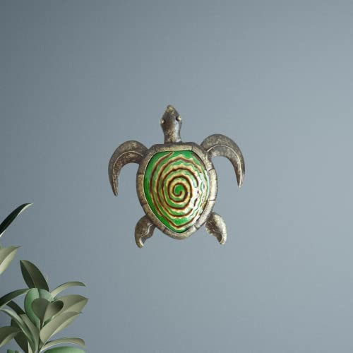Comfy Hour 12" Metal Art Sea Turtle Wall Décor, Green Bronze, Ocean Voyage Collection #TOP1