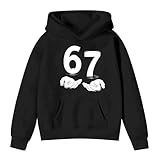Sudadera con Capucha para niños 6 7 Meme Y2k Novedad Six Seven Sudadera de Manga Larga clásica Festival Niños Ropa, Negro, 9-10 años