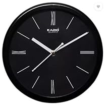 Kadio Analog 24.5 cm X 24.5 cm Wall Clock (Black, with Glass, Standard)