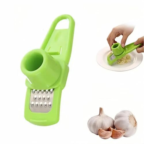 Garlic Grinder,Upgrade Mini Garlic Peeler Multifunctional Garlic Slicer Garlic Crusher,Hand Press Garlic Chopper, Hand Pepper Grinder,Garlic Press Hand Specialty Tools Kitchen and Dining (Green)