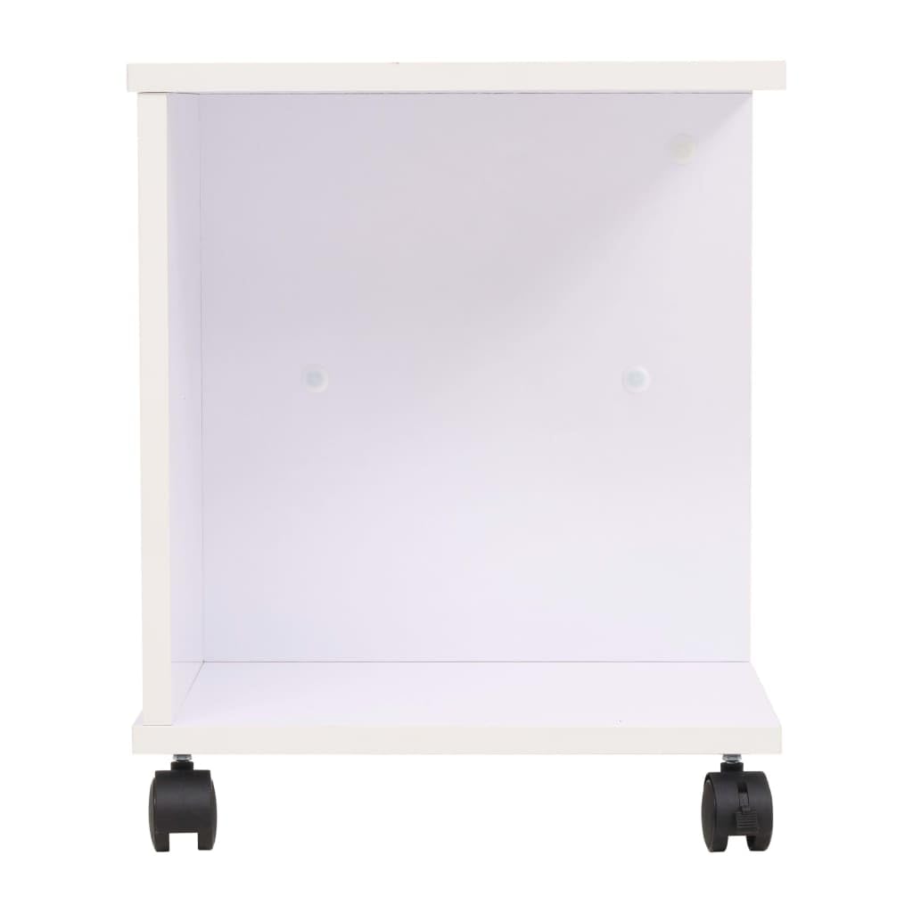 Beistelltisch mit Rollen 50x35x42 cm, Rollwagen für Büro und Wohnzimmer, kompakter Couchtisch mit Ablagefächern, moderner Ablagetisch aus Holzwerkstoff, Weiß
