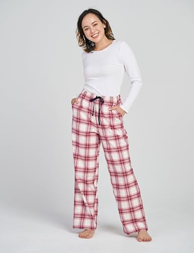 Image of LAPASA Women's Flannel Pajama Pants with Pockets & Drawstring L74 | Comfy flannel lounge sleep PJ pants with cozy warmth and soft comfort, perfect for relaxing, sleeping, and home wear.