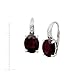 Natural Garnet Drop Earrings with Diamonds in Sterling Silver