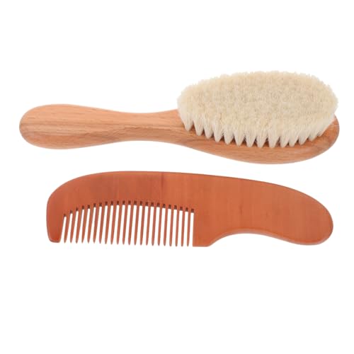 Beatifufu Baby Hair Brush Set Baby Hair Brush Comb Wool Brush Wooden Comb Grooming Kit