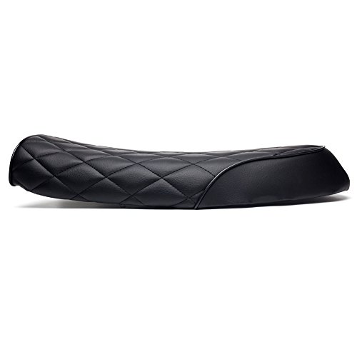 Triclicks Universal Motorcycle Retro Diamond Flat Brat Style Cafe Racer Seat for Honda CB CL Retro Yamaha SR XJ Suzuki GS (Black)