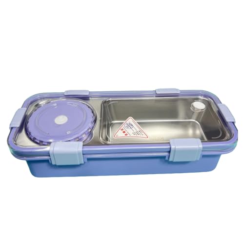 Image of Sleek Bento Lunch Box - Durable Stainless Steel, Leak-Resistant & Eco-Friendly (Purple)