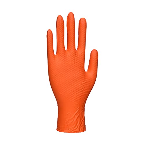Portwest Nitrile HD Disposable Gloves (Pk100), Color: Orange, Size Medium, A930ORRM