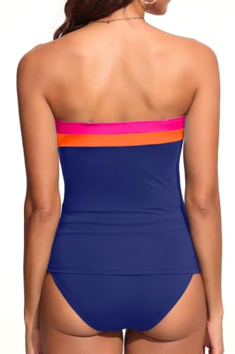 Image of Daci Womens Strapless Tankini Swimsuits- 2 Piece Tummy Control Tankini Swimsuit Bandeau Tankini Tops with Bottoms