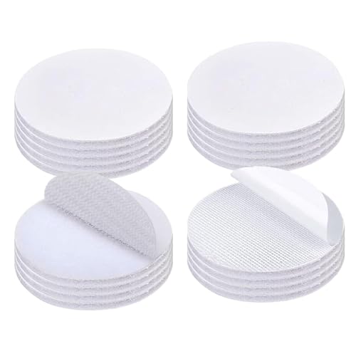 20 Pair Large Sticky Velcro Dots, Round 5 cm Heavy Duty Strong Velcro Tape Self Adhesive, Sticky Back Coins Dots, White Double Sided Sticky Pads for Home, Office, School DIY Projects