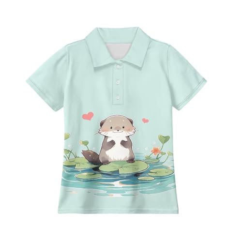 Tongluoye Short Sleeve Polo Shirt for Girls Athletic Tennis Top Button Down Elastic Tops4