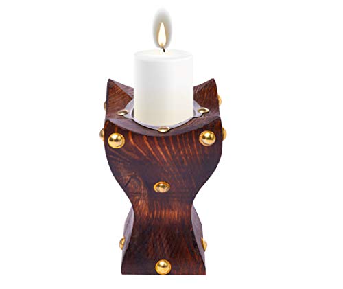 Image of Candle Light Wooden Candle Stand /Holder Set of 3, Brown, Wall Mount, Festival Occasion