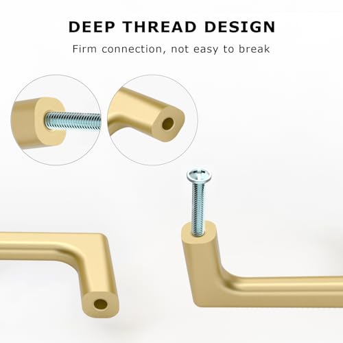Image of 9BUILD 10 Pack 6.25 Inch Gold Cabinet Handles - Kitchen Hardware Pulls for Cabinets