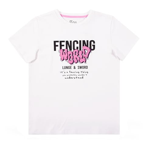 KlothoMAIA Girls’ Fencing Graphic T-Shirt – Classic White, Sporty & Empowering Design3