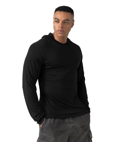 Merino Protect 100% Merino Wool Hoodie Mens Lightweight Long Sleeve Thermal Pullover for Hiking Running