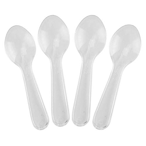 ❤ Crazy Deals [100 Count] Clear Mini Disposable Tasting Spoons - 3 Inch Plastic Sampling Spoons - Small Taster Spoons for Food, Ice Cream or Spices - Frozen Dessert Supplies