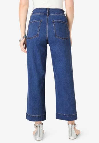 Roaman's Women's Plus Size Plus Size Wide Leg Crop Jean2
