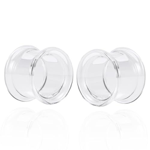 DOEARKO Glass Ear Gauges Plugs and Tunnels Double Flared Hypoallergenic Clear and Color Gauges for Ears Expander Body Jewelry (Clear, 16mm(5/8"))