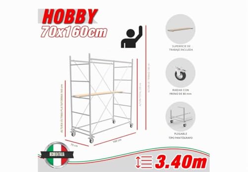 Miniatura 2 de Andamio De Acero Con Una Altura De Trabajo De 3,40m - Modèle Hobby - Made In Italy