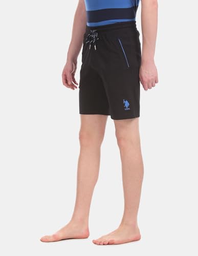 Image of U.S. Polo Assn. Men Black I677 Comfort Fit Solid Cotton Polyester Shorts Pack of 1