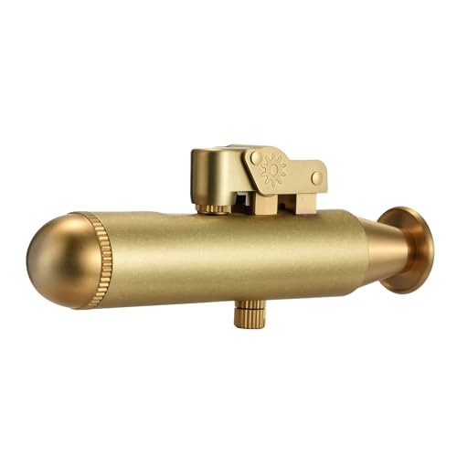 Thorens Submarine Briquet à kérosène rétro tranchée en cuivre, Flamme Douce, remplissable, allumage Automatique, Couvercle basculant, meule de mouture, Vintage, Unique, Cadeau pour Homme