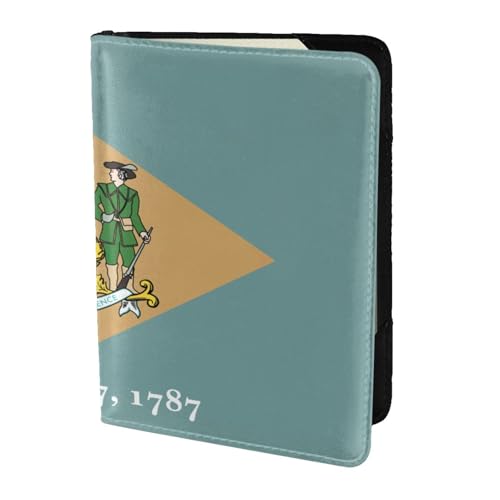 Portafoglio da viaggio con stampa bandiera del Delaware custodia per passaporto per famiglia pelle per uomo e donna nero Taglia unica