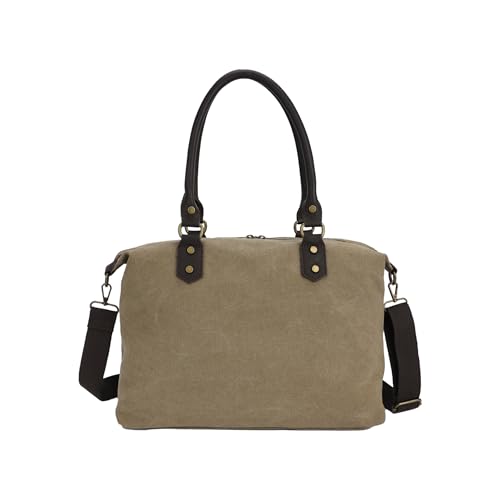 ALEXANDER MILANO Bolso de lona para mujer, hombre, niña, niño, organizador de viaje, con asa doble y correa larga (KHAKI) ALEXANDER MILANO Bolso de lona para mujer, hombre, niña, niño, organizador de viaje, con asa doble y correa larga (KHAKI)