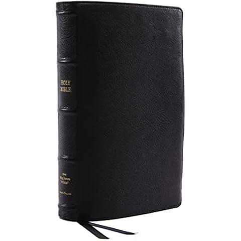 NKJV, Reference Bible, Classic Verse-by-Verse, Center-Column, Premium Goatskin Leather, Black, Premier Collection, Red Letter, Comfort Print: Holy Bible, New King James Version Cover