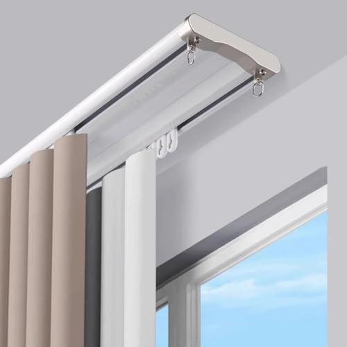 Binario per tende a doppio strato extra largo: questo robusto binario per tende a doppio strato presenta un design pieghevole per evitare che le tende si sovrappongano, garantendo un funzionamento fluido e silenzioso. Supporta tende di lusso resistenti, rendendolo perfetto per le esigenze di arredamento della casa. Goditi la funzionalità senza sforzo con questa soluzione di binari per tende di alta