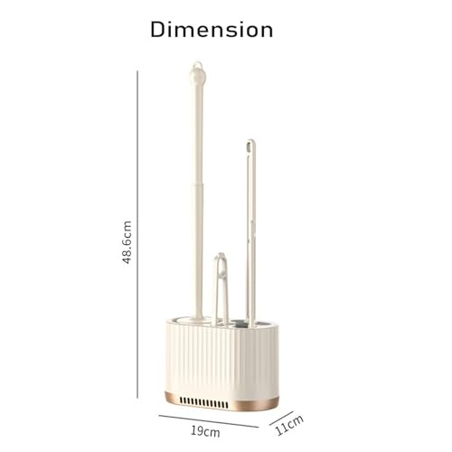 Image of Basaza Toilet Brush and Holder Set Toilet Bowl Cleaning Brush and Holder for Bathroom Toilet Bowl Cleaner Brushes & Holders 4 in 1 Beige Bathroom Accessories Wall Mounted or Floor Standing