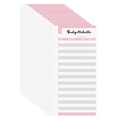PAPERKIDDO Budget Planner Deutsche 96 Stück Budget Binder A6 6 Löcher A6 Budget Blätter Geld Organizer Deutsch Budgetplaner Budget Sheets Zubehör für Binder Notebook