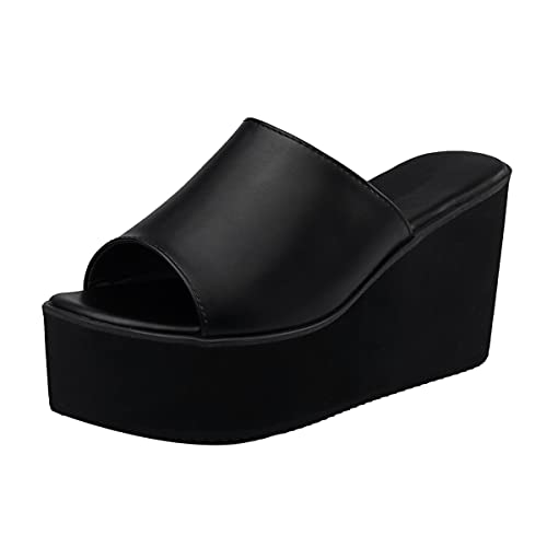 Flerivva Women's Platform Slide Sandal Wedge Heels Slip On Comfort