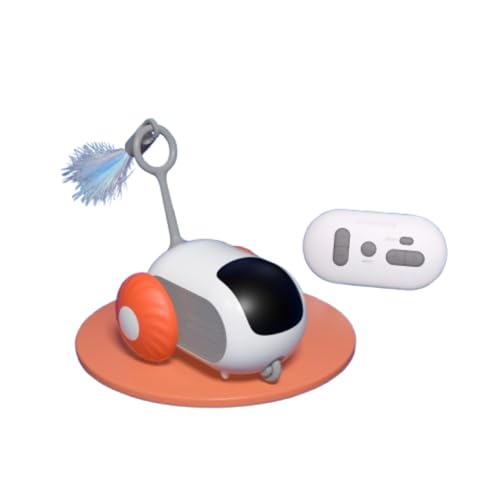 Vlfn 猫 おもちゃ 電動 自動走行 追いかけっこ 一人遊び ストレス解消 猫じゃらし ペット用品 室内用 猫用 遊びながら運動 くんせいトレーニング 留守番対策 猫の健康 転がるおもちゃ スマート玩具 自宅用 ペットグッズ (オレンジ)