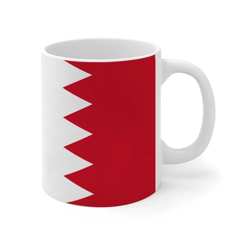 Wodevor Mug Bahreïn de 325 ml avec drapeaux internationaux - Tasse à café amusante - Idée cadeau de Noël de la part de fille, fils, enfants - En céramique - Blanc