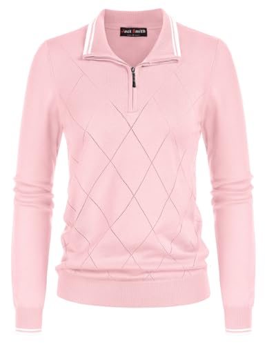 Image of JACK SMITH Quarter Zip Pullover Sweaters for Womens, Rib Polo Sweater Tops