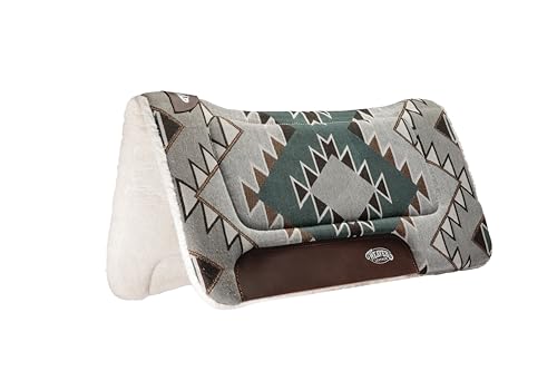 Weaver Equine All Purpose Contoured Horse Saddle Pad, Shock Absorbing Protective Western Saddle Pad, Durable Equine Supplies, Southwest-Mallard Green/Gray, 30"X30"