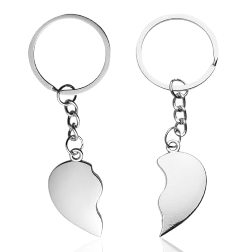 WKRTDY Conjunto de 2 porta-chaves de casal em forma de coração, ideal como presente de dia dos namorados ou aniversário, personalizados e perfeitos para homens e mulheres, também como presente,