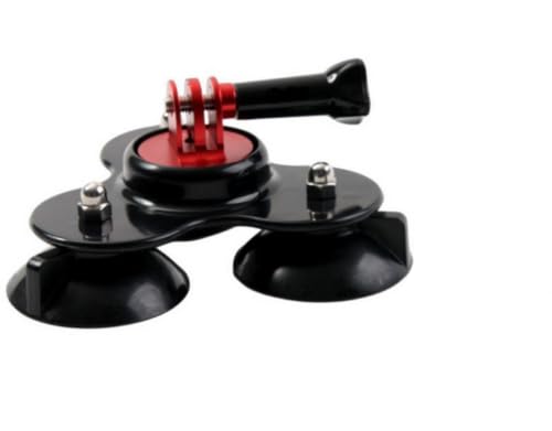Image of SJCAM SC-3S Triple Suction Cup Mount | Rubber Portable Universal Suction Cup Mount & Holder | Riding,Car Mount Compatible for Go Pro Hero 5 /6 /7 /8 /9 /10,11 /12 Insta 360, DJI,AKASO | Black