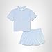 Calvin Klein Kids Girls' Short Sleeve Button-down Shirt and Shorts Pajama 2-Piece Set, Light Blue, Large