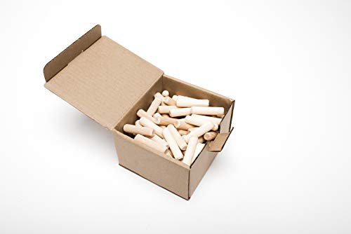 ALBO Wooden Dowel Pins 12x50 mm (Approx 1/2" x 2") Fluted Wood Dowels Rods 100 Pack Hardwood Crafts Dowel Pegs